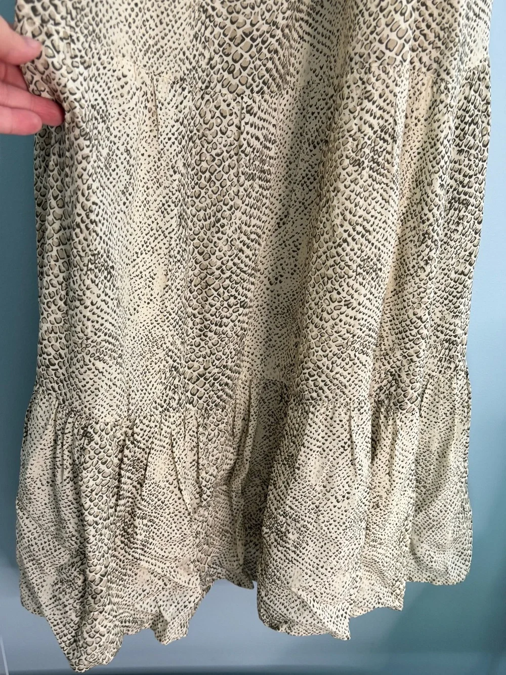 Rails Adora Midi Dress in Cream Snakeskin Sleeveless Spaghetti Strap Size Medium